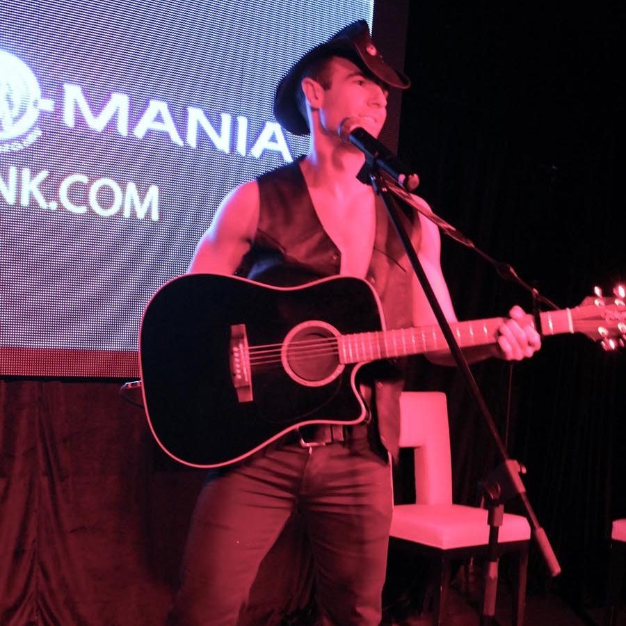 a person holding a guitar